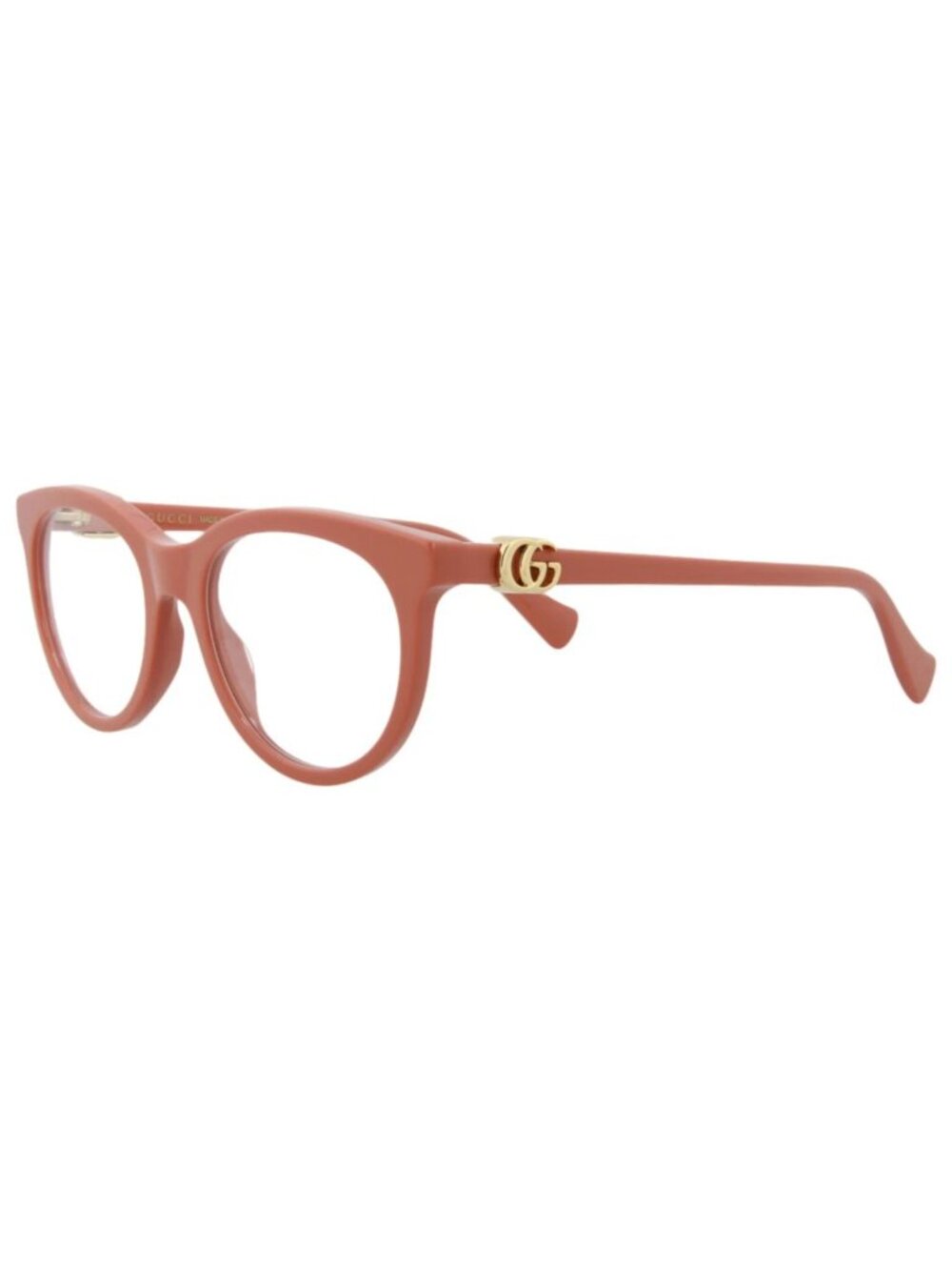 New Gucci Women's Eyeglasses Round Oval Acetate Frame Pink Pink Transparent
